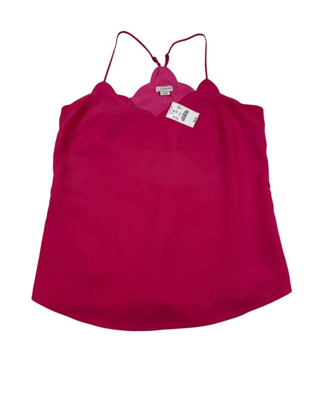 NWT J. Crew Womens Scalloped Pink Cami Tank Size 4 Adjustable Straps (BB644)